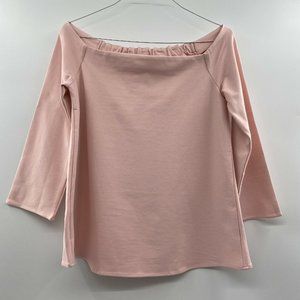 Tuckernuck Women's Blush Pink Miranda Off the Shoulder Blouse Long Sleeve Top M
